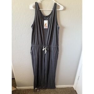 NWT Prettygarden Jumpsuit Womens XXL Gray Casual Sleeveless Drawstring Solid